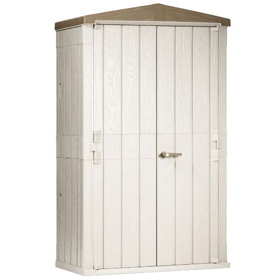 Immagine di CASETTA GIARDINO IN PLASTICA COLORE GRIGIO TALPA/MARRONE DIMENSIONI L.130 P.75,6 H.206,2 CM  TOOMAX