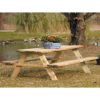 Immagine di TAVOLO CON PANCHE PIK-NIK DA ESTERNO IN LEGNO AUTOCLAVATO 6 PERSONE 180X73  H73 CM