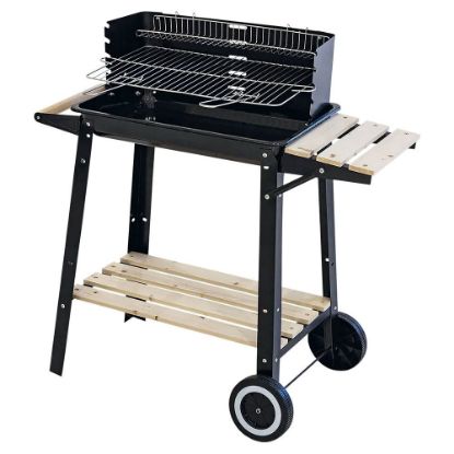 Immagine di BARBECUE CARBONELLA BESTBQ RETTANGOLARE 83x44x87H CM CON RUOTE E PIANO IN LEGNO GALILEO