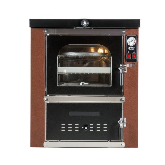 Immagine di FORNO DA INCASSO TAFER OPTIMUS 80 VERNICIATO RAME CON CARRELLO - CAMERA DI COTTURA CM 47x81 TAFER