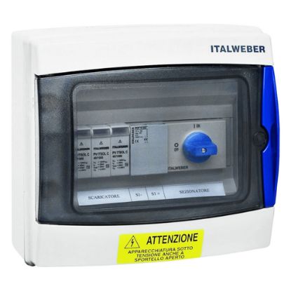 Immagine di QUADRO DC PER PROTEZIONE, SEZIONAMENTO E PARALLELO DI 1 STRINGA 1000 VDC 8 POSTI ITALWEBER