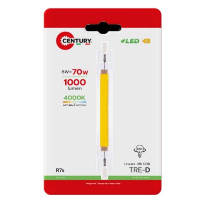 Immagine di LAMPADINA LED TRE-D COB LINEARE 118 MM LUCE NATURALE 4000K 8W CENTURY