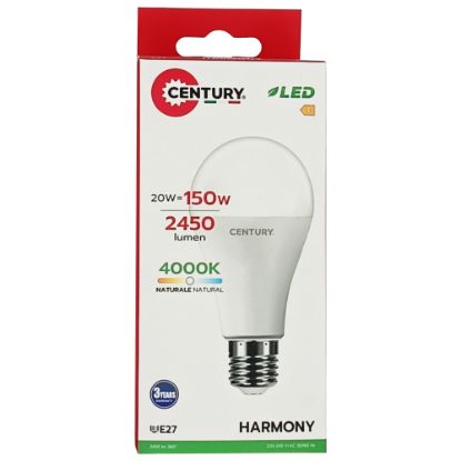 Immagine di LAMPADA LED E27 LUCE NATURALE 4000K A GOCCIA HARMONY 80 20W CENTURY