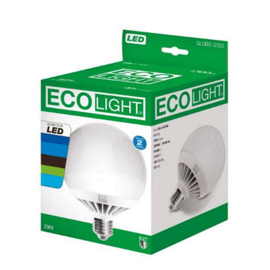 Immagine di LAMPADA LED E27 LUCE FREDDA 6000 K GLOBO ECOLIGHT 15W CENTURY