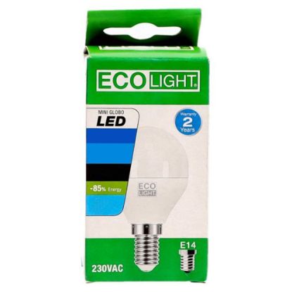 Immagine di LAMPADA LED E14 LUCE FREDDA 6400K SFERA ECOLIGHT 6W CENTURY