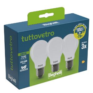 Immagine di LAMPADINA LED TUTTOVETRO OPALINO A GOCCIA 8W 4K, ATTACCO E27 CONFEZIONE 3 PZ BEGHELLI