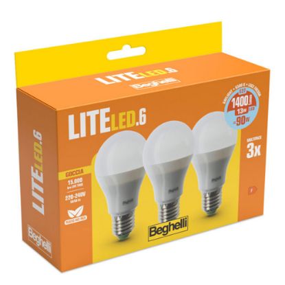 Immagine di LAMPADINA GOCCIA LITE LED6 13W 6K ATTACCO E27 CONFEZIONE 3 PZ BEGHELLI