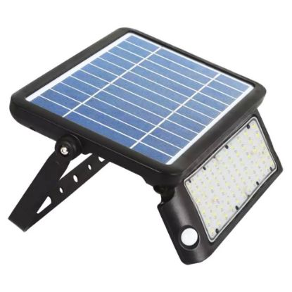Immagine di PROIETTORE LED SOLARE DA MURO A BATTERIA 10W 60LED CON SENSORE DI MOVIMENTO E CREPUSCOLARE A BASI INCLINABILI 4000K IP65 VT-777-5 V-TAC
