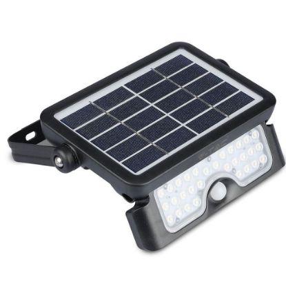 Immagine di PROIETTORE LED SOLARE DA MURO A BATTERIA 5W 30LED CON SENSORE DI MOVIMENTO E CREPUSCOLARE A BASI INCLINABILI 4000K IP65 VT-777-5 V-TAC