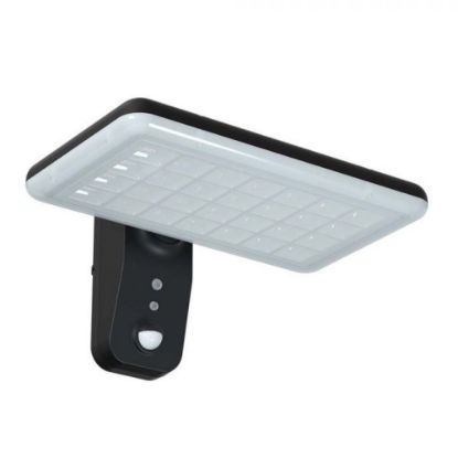 Immagine di LAMPADA LED DA MURO SOLARE 15W RETTANGOLARE CON SENSORE DI MOVIMENTO E BATTERIA LIFEPO4 3.2V CORPO NERO 294x236x77 MM DIMMERABILE 4000K O 6000K IP65 VT-414-B V-TAC