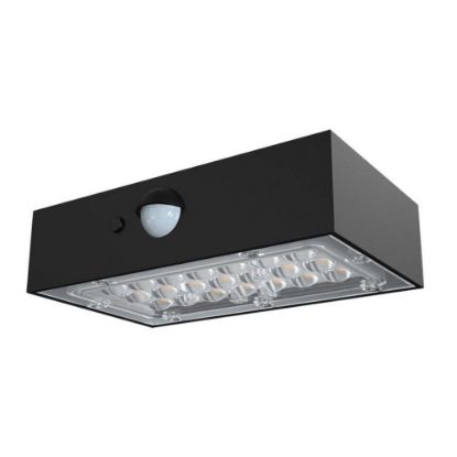 Immagine di LAMPADA LED DA MURO SOLARE 3W CORPO NERO 137.6x90.4x35.4 MM CON SENSORE DI MOVIMENTO E SELETTORE 3000 O 4000K IP65 VT-403 V-TAC