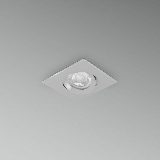 Immagine di SUPPORTO INCASSO QUADRO ORIENTABILE 90x90 MM SILVER ATTACCO GU10 CENTURY