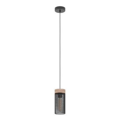 Immagine di LAMPADA EGLO KILNSDALE - STRUTTURA IN METALLO E LEGNO / FINITURA ACCIAIO, GESSO H1100 DIAMETRO 110