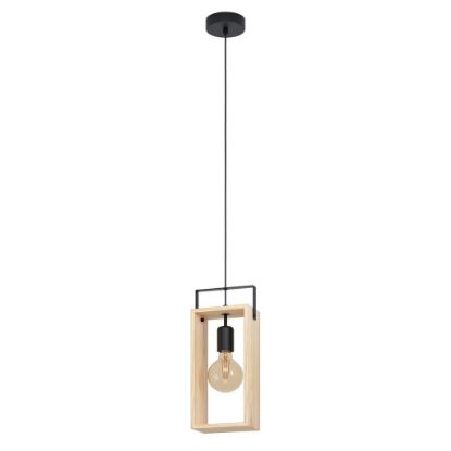 Immagine di LAMPADA EGLO FAMBOROUGH - STRUTTURA IN METALLO E LEGNO / FINITURA NERO, COLOR NATURALE 160x105 H 1100