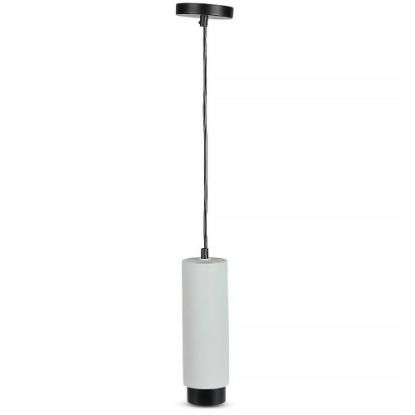 Immagine di PORTAFARETTO LED A SOSPENSIONE GU10 CORPO IN GESSO GRIGIO BASE METALLICA NERA DIAMETRO 80x250 MM LAMPADINA NON INCLUUSA VT-864-GBC V-TAC