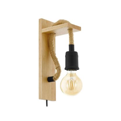 Immagine di LAMPADA EGLO RAMPSIDE - STRUTTURA IN METALLO E LEGNO / FINITURA ACCIAIO, GESSO L80 H300