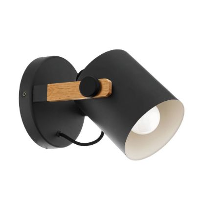 Immagine di LAMPADA EGLO HORNWOOD - STRUTTURA IN ACCIAIO / FINITURA NERO, PANNA DIFFUSORE IN LEGNO / FINITURA BRUNITO DIAMETRO 170