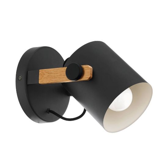 Immagine di LAMPADA EGLO HORNWOOD - STRUTTURA IN ACCIAIO / FINITURA NERO, PANNA DIFFUSORE IN LEGNO / FINITURA BRUNITO DIAMETRO 170