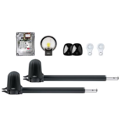 Immagine di KIT AUTOMAZIONE PER CANCELLO BATTENTE DUE ANTE LUNGHEZZA FINO 3MT+3MT - 400KG DI PESO MASSIMO AD ANTA 24V KEY