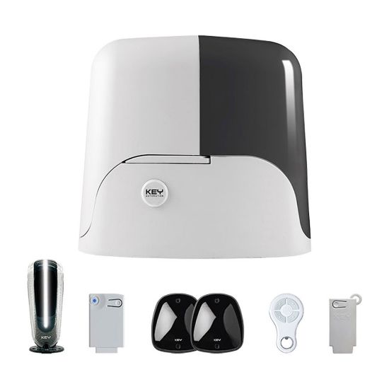 Immagine di KIT AUTOMAZIONE PER CANCELLO SCORREVOLE PORTATA 700KG 24V ROLLING CODE LUCI LED NOTTURNE INCLUSE KEY