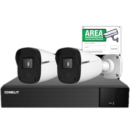 Immagine di KIT VIDEOSORVEGLIANZA IP SERIE NEX COMPOSTO DA 1 REGISTRATORE NIPNVR004N06PA E 2 TELECAMERE IPBCAMN04F01CUA CON ACCESSORI COMELIT