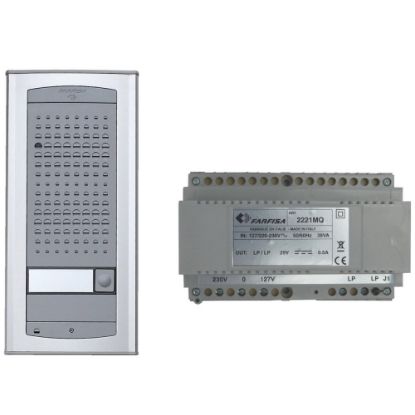 Immagine di KIT BASE IMPIANTO CITOFONICO COMPOSTO DA 1 POSTO ESTERNO AGORA VIDEO AD2101AGL/AGL21 E ALIMENTATORE 2221MQ FARFISA