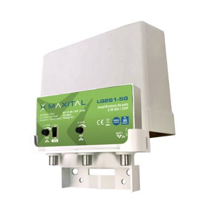 Immagine di AMPLIFICATORE DA PALO TV 2 INGRESSI BIII/UHF 25DB LG261-5G MAXITAL