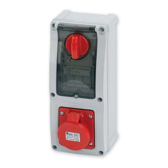 Immagine di PRESA INTERBLOCCATA VERTICALE CON FONDO E PORTAFUSIBILI 4 POLI 32A 380V IP44 ROSI