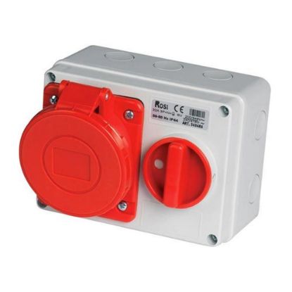 Immagine di PRESA INTERBLOCCATA CON FONDO 4 POLI 16A 380V IP44 ROSI