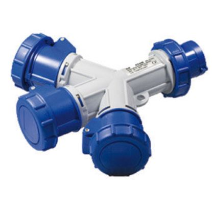 Immagine di MOLTIPLICATORE INDUSTRIALE 220V 16A 1 SPINA E 3 PRESE IP44 ROSI