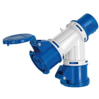 Immagine di MOLTIPLICATORE INDUSTRIALE 220V 16A 1 SPINA E 2 PRESE IP44 ROSI