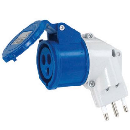 Immagine di ADATTATORE INDUSTRIALE DA SPINA BIANCA A PRESA BLU 16A IP20 ROSI