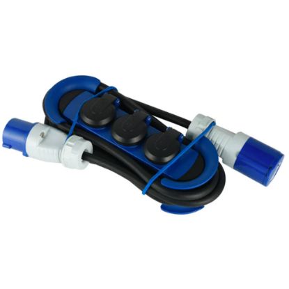 Immagine di MULTIPRESA CARAVAN IP44 3 MT CON 3 PRESE SIEMENS E SPINA/PRESA CEE ELECTRALINE