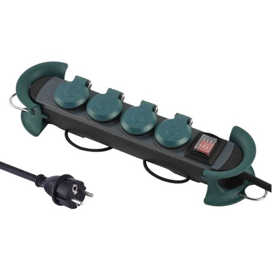 Immagine di MULTIPRESA PROFESSIONALE IP44 4 MT NERO/VERDE CON 4 PRESE SCHUKO CAVO 3x1,5 MM ELECTRALINE