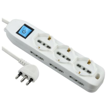 Immagine di MULTIPRESA 3 MT BIANCA CON 3 PRESE UNIVERSALI E 6 BIVALENTI ELECTRALINE