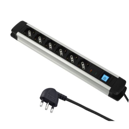 Immagine di MULTIPRESA 2 MT CON 6 PRESE UNIVERSALI E INTERRUTTORE CAVO 3x1 MM ELECTRALINE