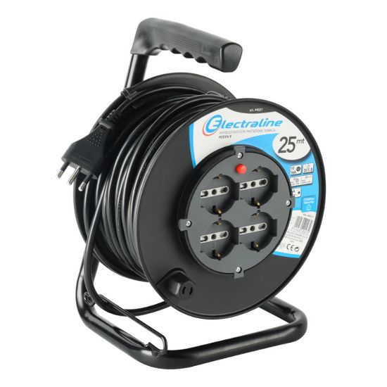 Immagine di AVVOLGICAVO BRICO 25 MT CON TAMBURO FISSO E 4 PRESE SCHUKO ELECTRALINE