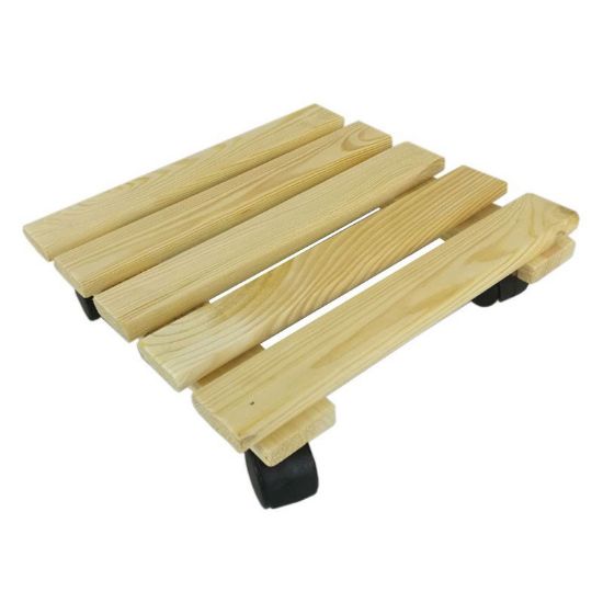 Immagine di CARRELLINO PORTAVASO IN FAGGIO CON 4 RUOTE 30x30 CM