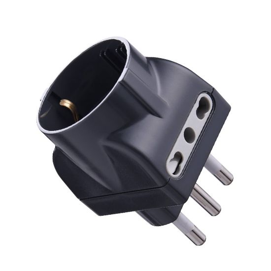 Immagine di ADATTATORE SCHUKO 16A CON 2 PRESE BIVALENTI GRIGIO ELECTRALINE