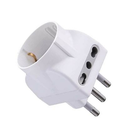 Immagine di ADATTATORE SCHUKO 16A CON 2 PRESE BIVALENTI BIANCO ELECTRALINE