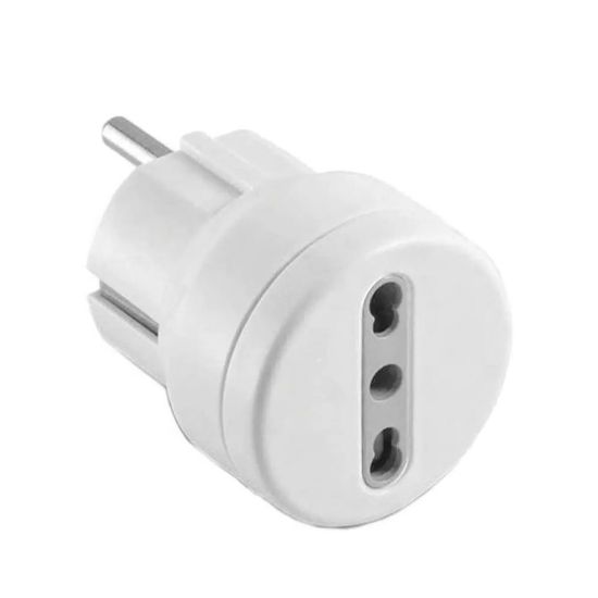 Immagine di ADATTATORE DA SCHUKO A BIVALENTE BIANCO ELECTRALINE