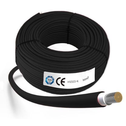 Immagine di CAVO UNIPOLARE NERO PER FOTOVOLTAICO H1Z2Z2-K Ø 6 MM² ROTOLO 100 MT