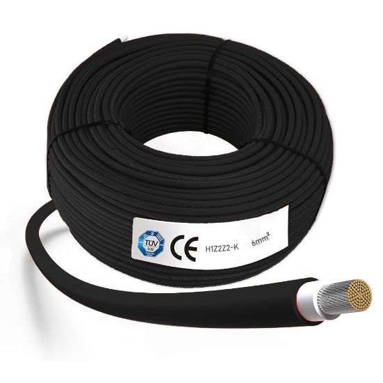 Immagine di CAVO UNIPOLARE NERO PER FOTOVOLTAICO H1Z2Z2-K Ø 6 MM² ROTOLO 100 MT