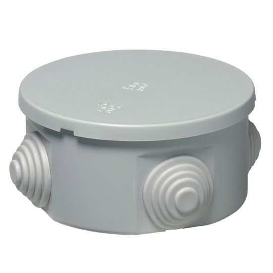 Immagine di SCATOLA DI DERIVAZIONE ROTONDA ESTERNA IP44 Ø 80x40 MM CON PASSACAVI ELETTROCANALI