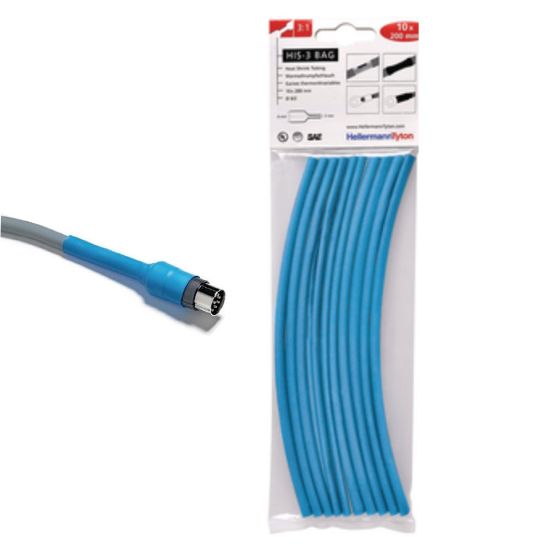 Immagine di GUAINA TERMORESTRINGENTE 3:1 BLU 6/2 HIS-3 BLISTER 10 PZ HELLERMANNTYTON