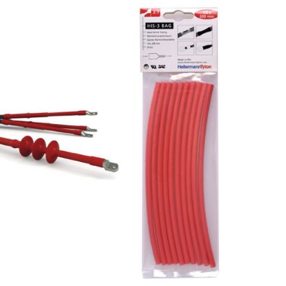Immagine di GUAINA TERMORESTRINGENTE 3:1 ROSSO 6/2 HIS-3 BLISTER 10 PZ HELLERMANNTYTON