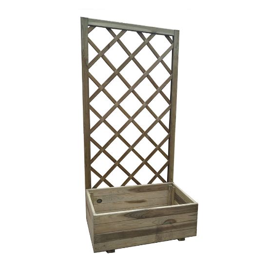 Immagine di FIORIERA CON GRIGLIATO IN LEGNO AUTOCLAVATO H140-L70-P35 CM