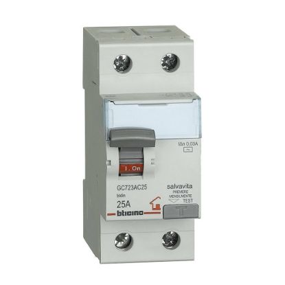 Immagine di INTERRUTTORE DIFFERENZIALE 2 POLI 25A SALVAVITA 2 MODULI DIN BTICINO