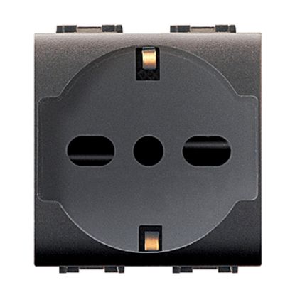Immagine di PRESA SCHUKO TRIVALENTE DI SICUREZZA MYLIFE 2P+T 10/16A NERA ELETTROCANALI