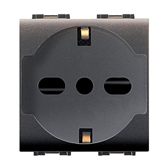 Immagine di PRESA SCHUKO TRIVALENTE DI SICUREZZA MYLIFE 2P+T 10/16A NERA ELETTROCANALI